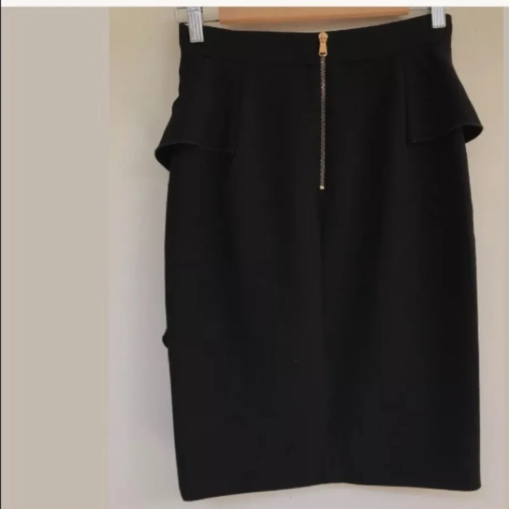 Emilio Pucci Black Pencil Skirt with Draped Ruffle